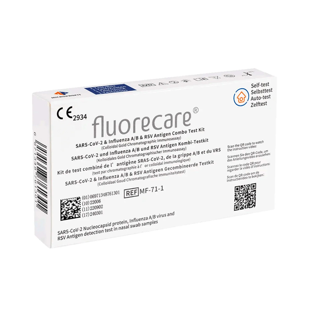 FLUORECARE - Συνδυαστικό Τέστ 4 σε 1 SARS-CoV-2 & RSV & Flu A/B - 1τεμ. (Τest Covid - Γρίπης - RSV)